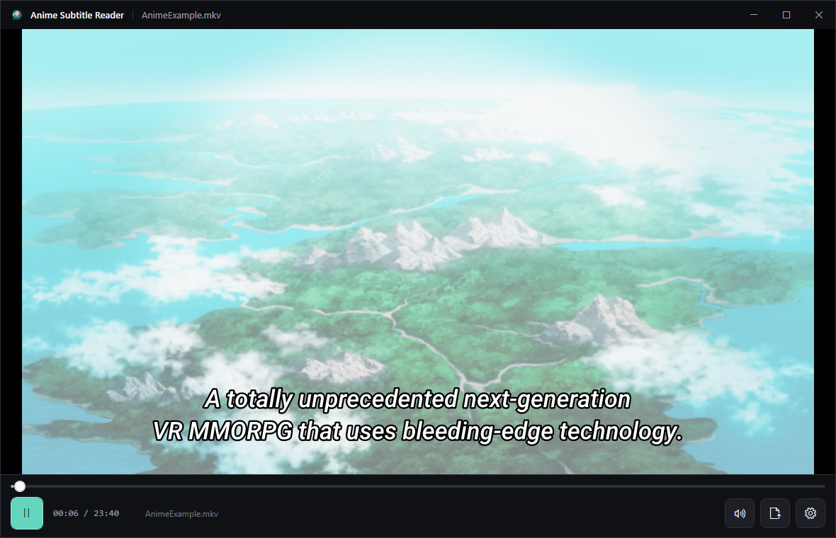 Anime Subtitle Reader playback interface
